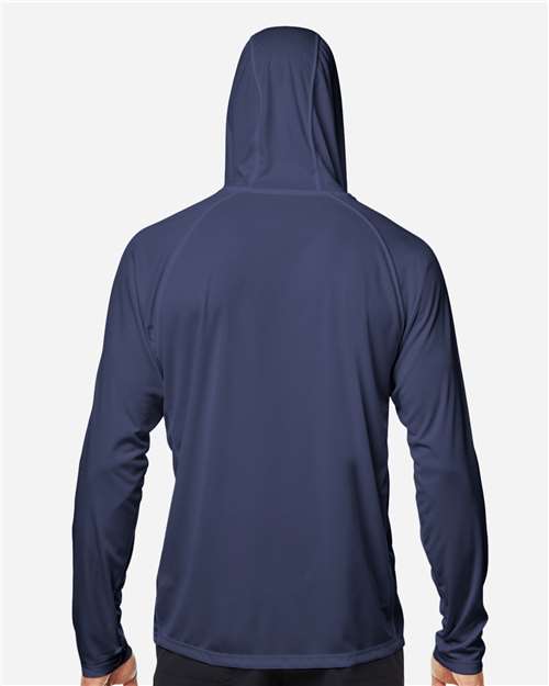 HUK H12L010 Men's LoPro Pursuit Long Sleeve Hooded T-Shirt - Naval Academy - model back