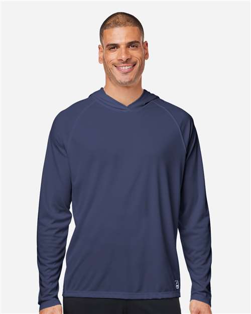 HUK H12L010 Men's LoPro Pursuit Long Sleeve Hooded T-Shirt - Naval Academy - model front
