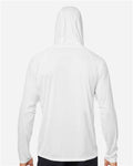HUK H12L010 Men's LoPro Pursuit Long Sleeve Hooded T-Shirt - White - model back