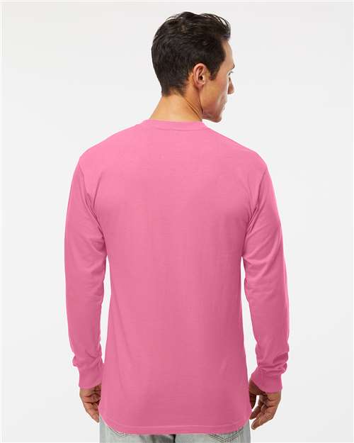 M&O 4820 Unisex Gold Soft Touch Long Sleeve T-Shirt - Azalea - model back