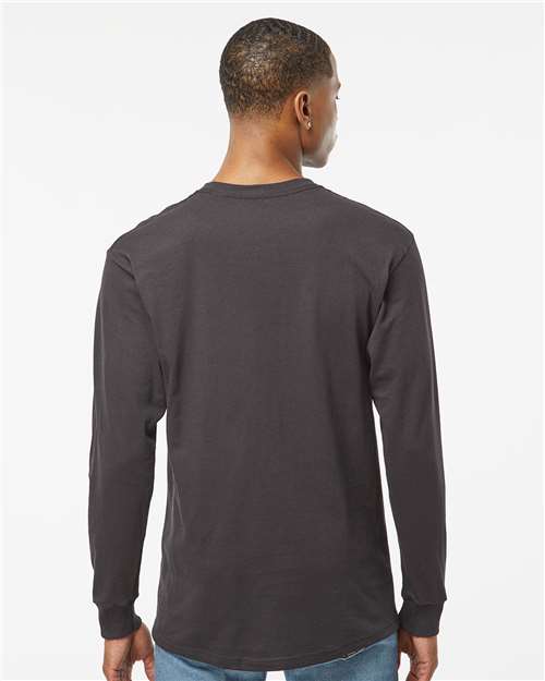 M&O 4820 Unisex Gold Soft Touch Long Sleeve T-Shirt - Charcoal - model back