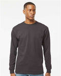 M&O 4820 Unisex Gold Soft Touch Long Sleeve T-Shirt - Charcoal - model front