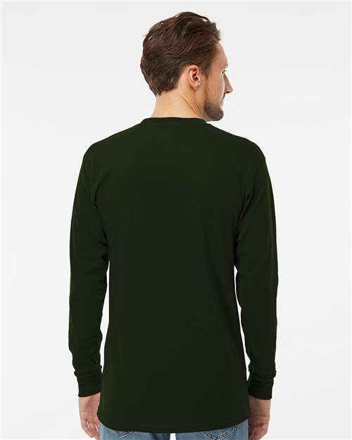 M&O 4820 Unisex Gold Soft Touch Long Sleeve T-Shirt - Forest Green - model back