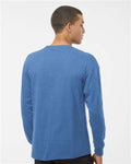 M&O 4820 Unisex Gold Soft Touch Long Sleeve T-Shirt - Heather Royal - model back