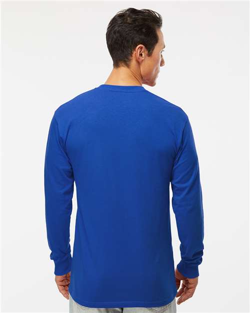 M&O 4820 Unisex Gold Soft Touch Long Sleeve T-Shirt - Royal - model back