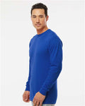 M&O 4820 Unisex Gold Soft Touch Long Sleeve T-Shirt - Royal - model side