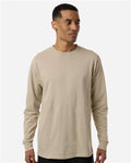 M&O 4820 Unisex Gold Soft Touch Long Sleeve T-Shirt - Sand - model front