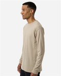 M&O 4820 Unisex Gold Soft Touch Long Sleeve T-Shirt - Sand - model side