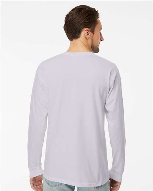 M&O 4820 Unisex Gold Soft Touch Long Sleeve T-Shirt - Silver - model back