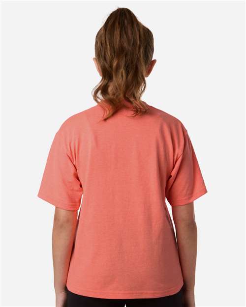M&O 4850 Youth Gold Soft Touch T-Shirt - Heather Coral - model back