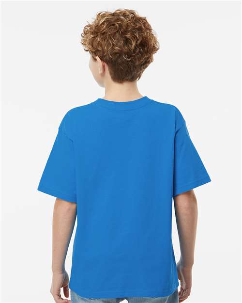 M&O 4850 Youth Gold Soft Touch T-Shirt - Ocean Blue - model back
