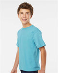 M&O 4850 Youth Gold Soft Touch T-Shirt - Diving Blue - model side