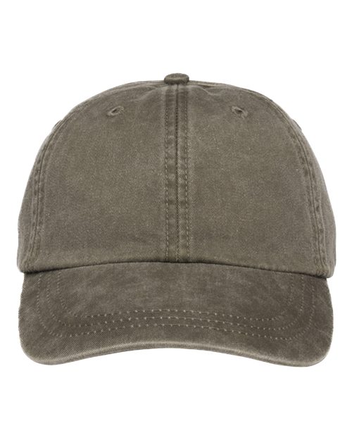 Adams Headwear LP101 Optimum Pigment-Dyed Dad Hat - Olive - front