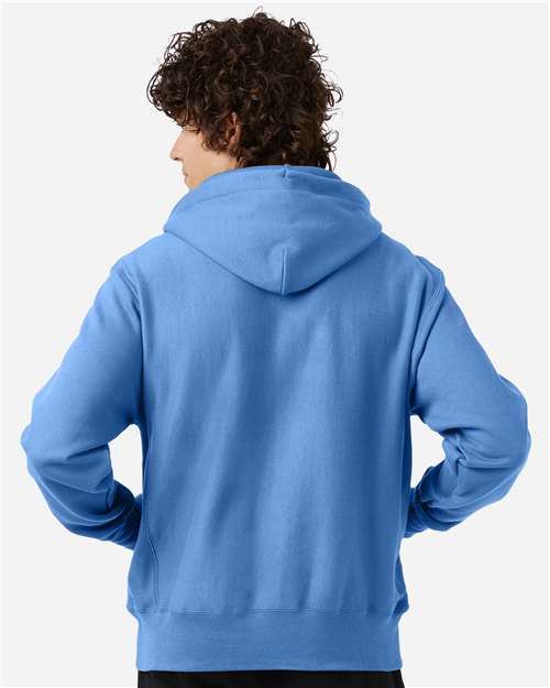 Champion S101 Unisex Reverse Weave Hooded Sweatshirt - Light Blue - model back