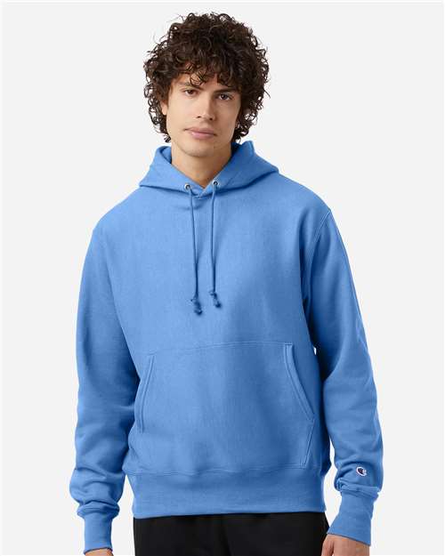 Champion S101 Unisex Reverse Weave Hooded Sweatshirt - Light Blue - model front
