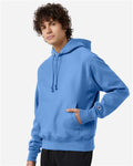 Champion S101 Unisex Reverse Weave Hooded Sweatshirt - Light Blue - model side
