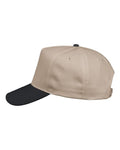 Valucap 8869 Five-Panel Twill Cap - Khaki/ Black - side