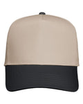 Valucap 8869 Five-Panel Twill Cap - Khaki/ Black - front
