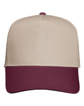 Valucap 8869 Five-Panel Twill Cap - Khaki/ Maroon - front
