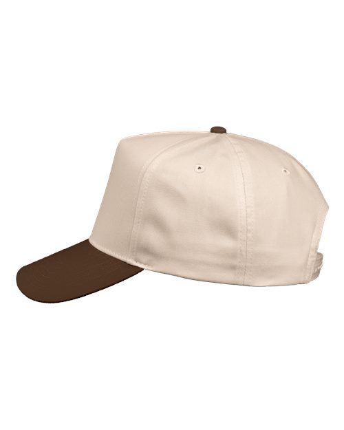 Valucap 8869 Five-Panel Twill Cap - Natural/ Brown - side