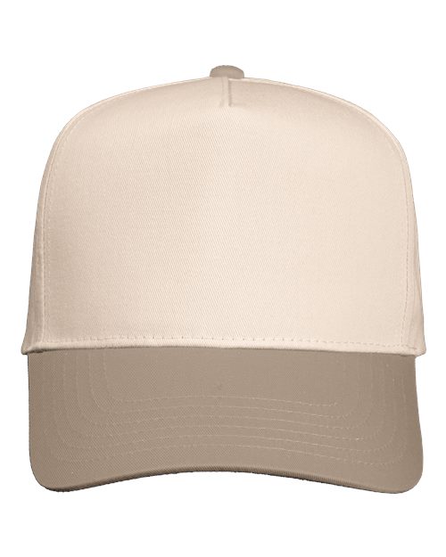 Valucap 8869 Five-Panel Twill Cap - Natural/ Khaki - front
