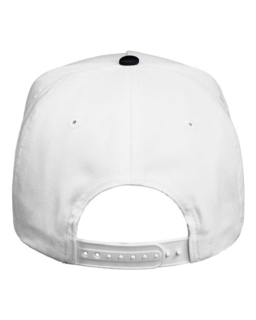 Valucap 8869 Five-Panel Twill Cap - White/ Black - back