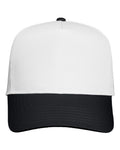 Valucap 8869 Five-Panel Twill Cap - White/ Black - front