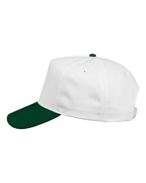 Valucap 8869 Five-Panel Twill Cap - White/ Forest - side