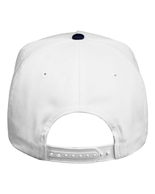 Valucap 8869 Five-Panel Twill Cap - White/ Navy - back