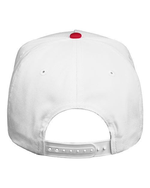 Valucap 8869 Five-Panel Twill Cap - White/ Red - back
