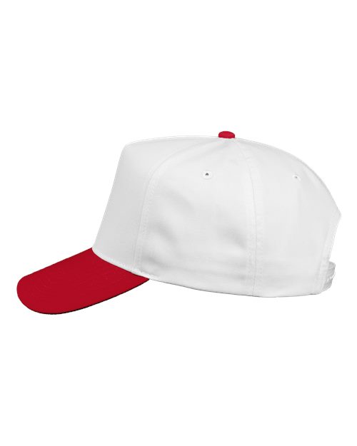 Valucap 8869 Five-Panel Twill Cap - White/ Red - side
