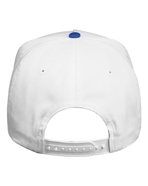 Valucap 8869 Five-Panel Twill Cap - White/ Royal - back