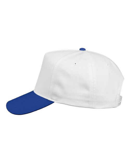 Valucap 8869 Five-Panel Twill Cap - White/ Royal - side