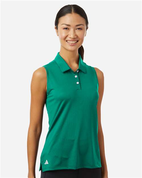 Adidas A1005 Women's Ottoman Sleeveless Polo - Pure Teal - model front