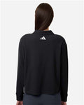Adidas A1008 Women's Beyond Long Sleeve Loose Polo - Black - model back