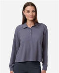 Adidas A1008 Women's Beyond Long Sleeve Loose Polo - Preloved Violet - model front