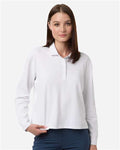 Adidas A1008 Women's Beyond Long Sleeve Loose Polo - White - model front