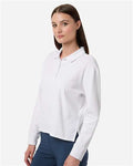 Adidas A1008 Women's Beyond Long Sleeve Loose Polo - White - model side
