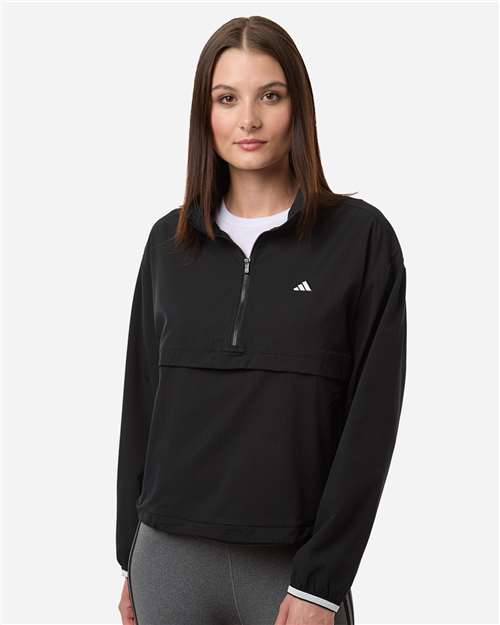 Adidas A1012 Women's Go-To Quarter-Zip Jacket - Black - model front
