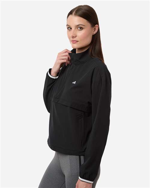 Adidas A1012 Women's Go-To Quarter-Zip Jacket - Black - model side
