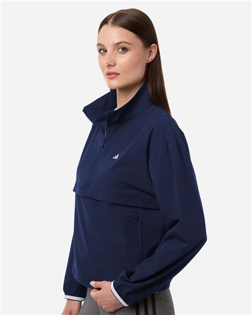 Adidas A1012 Women's Go-To Quarter-Zip Jacket - Collegiate Navy - model side