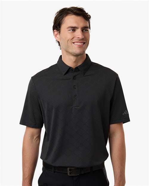 Adidas A2014 Men's Ultimate365 Jacquard Polo - Carbon/ Black - model front