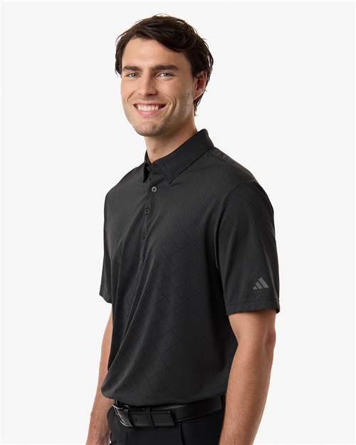 Adidas A2014 Men's Ultimate365 Jacquard Polo - Carbon/ Black - model side