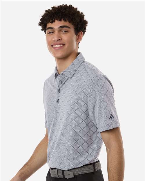 Adidas A2014 Men's Ultimate365 Jacquard Polo - Collegiate Navy/ White - model side