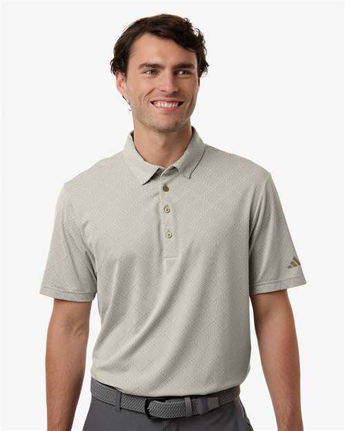Adidas A2014 Men's Ultimate365 Jacquard Polo - Putty Beige/ White - model front