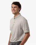Adidas A2014 Men's Ultimate365 Jacquard Polo - Putty Beige/ White - model side