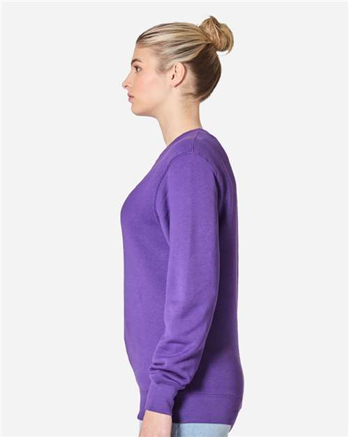 Lane Seven LS14004 Unisex Premium Crewneck Sweatshirt - Purple - model side