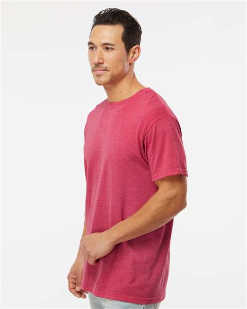 M&O 4800 Men's Gold Soft Touch T-Shirt - Heather Pink - model side