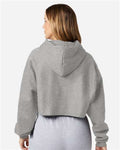 Champion RW01W Women's Reverse Weave Hooded Cropped Sweatshirt - Oxford Grey - model back
