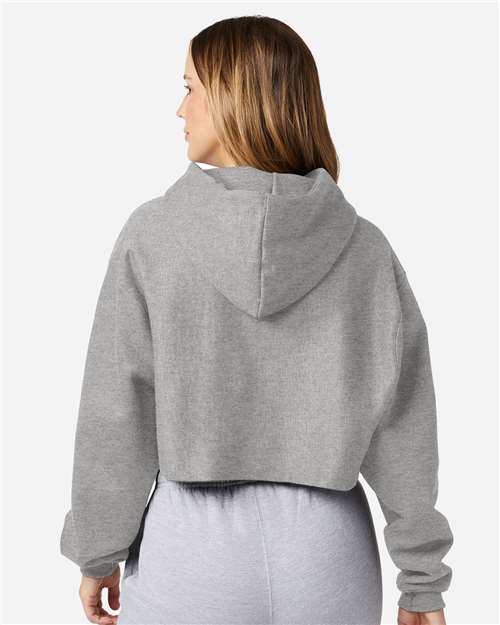 Champion RW01W Women's Reverse Weave Hooded Cropped Sweatshirt - Oxford Grey - model back